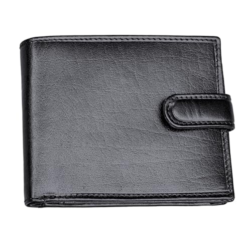 TOPSUM LONDON Black RFID Blocking Genuine Leather Billfold Wallet With Zip Coin Pocket Pouch For Men 4003