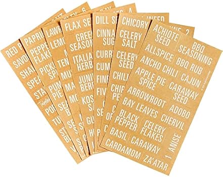 134 Kitchen Spice Jar Labels, Preprinted Bold All Caps White Letters on Clear Seasoning Stickers + Numbers for Organization and Storage Racks (Water ...