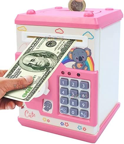 Money Safe Kids With Finger  Print Sensor Piggy Savings ATM Coin Bank With Electronic Lock