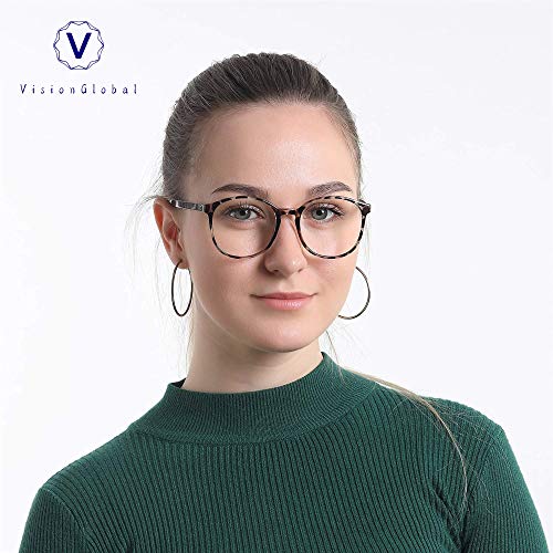 Image of VisionGlobal Blue Light Blocking Glasses, Lightweight Oval Frame, Computer Glasses for Gaming, Office, TV