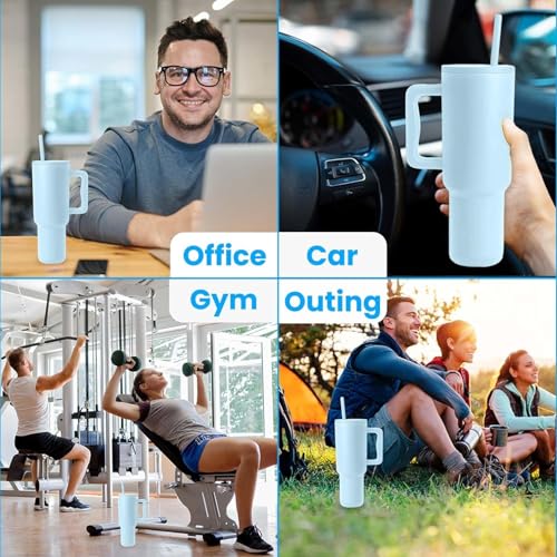 Image of Stainless Steel Tumbler with Lid & Straw, 100% Leakproof Tumblers with Handle, Sipper for Office,Gym & Outdoors 1200ml Tumbler (Blue)
