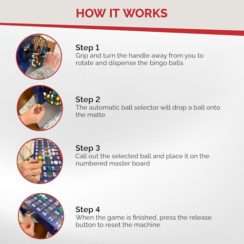 MR CHIPS Bingo Game Deluxe Set with Cage, 7/8 Inch Balls and Master Board All-in-One Table Top Professional Machine