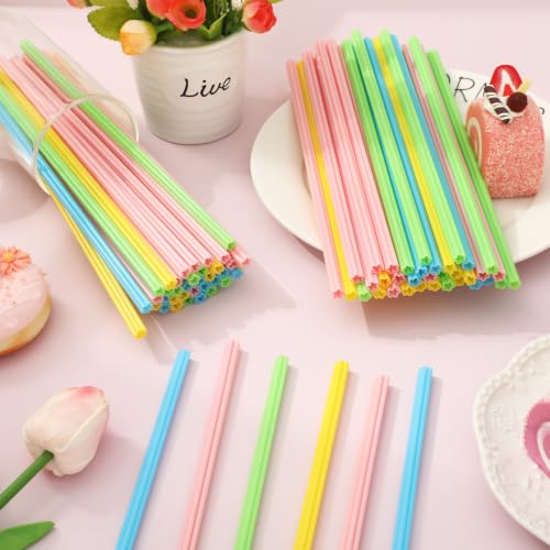 Pitillos Plásticos Florales Coloridos 100 Pcs miniatura 4