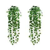 Otryad 2PCS Artificial Hanging Plants 2.7FT 9 Branches Fake Ivy Vine, Fake Watermelon Leaves for Wal