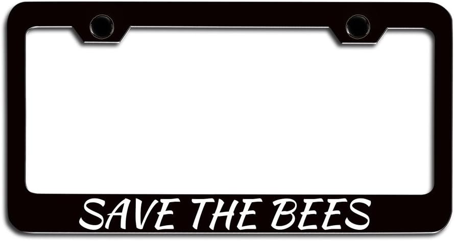 Makoroni - Save The Bees Causes Black License Plate Frame, License Tag Holder