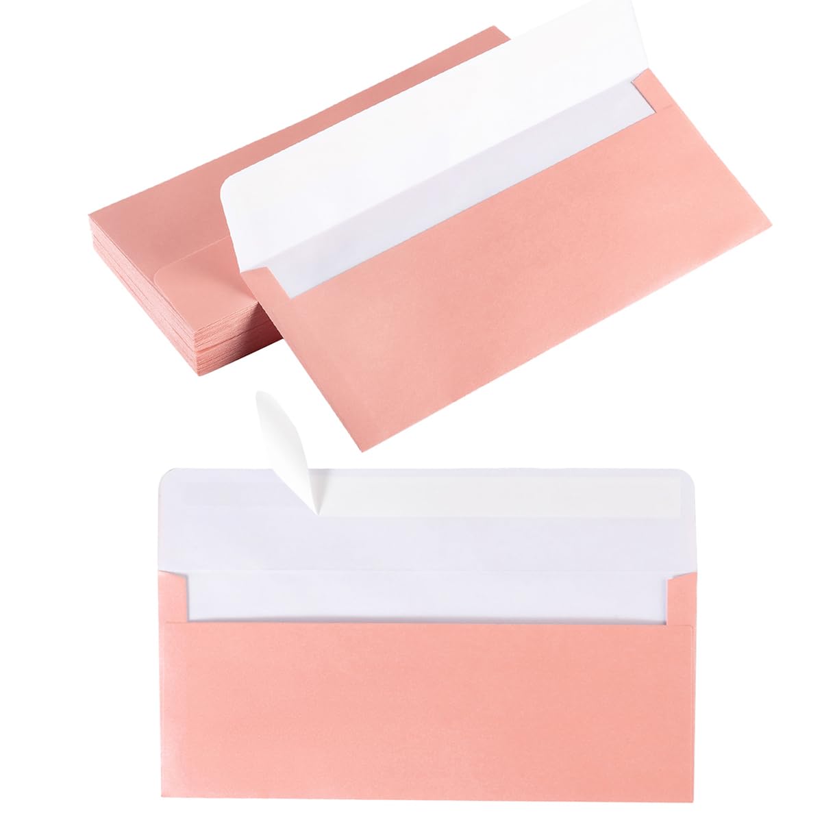 Wishop 50 Pack Shiny #10 Business Envelopes Self Seal Standard Envelopes with Gold Stickers for Office Checks, Business Cards, Letter Mailing Invoices