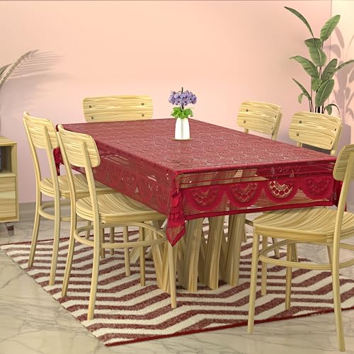Image of Kuber Industries Rectangular Dining Table Cover 6 Seater|Table Cover Cotton (Maroon)