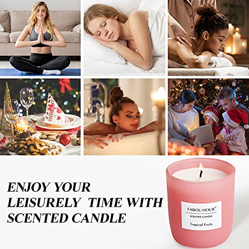 Fabou Hour Candles For Home Scented, 7.7Oz Tropical Fruits Aromatherapy Candles Scented With Long Lasting Burning, Highly Home Scented Candles For Stress Relief Relaxation, Jar Candle Gifts #TOP4