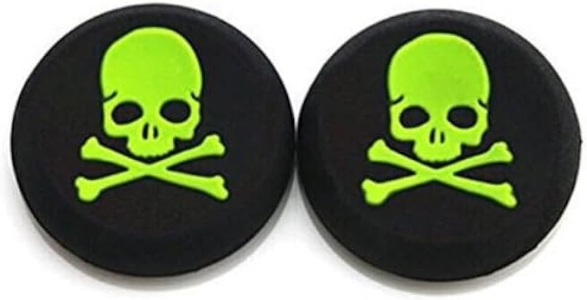 Pack of 2pc Green Skulls Silicone Thumb Grip Stick Cap Cover Controller KeyCaps Grips For PS3, PS4,Xbox360, Xbox One & Xbox Series X S
