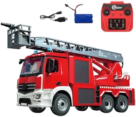 TOUCAN RC HOBBY 1/20 Electric Remote Control Snozzle Ladder Fire Truck BZ Plastic RC Model Vehicle Metal Ladder 6 Motors image 3