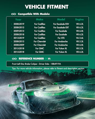 Image of SCITOO 18B4919A Disc Brake Caliper Assembly with Bracket Fit For Cadillac 2008-2019,For Chevrolet 2008-2019,For GMC 2008-2018