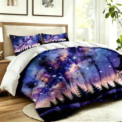 Edredón nórdico de cama 180 morado con dos fundas de almohada de microfibra 3