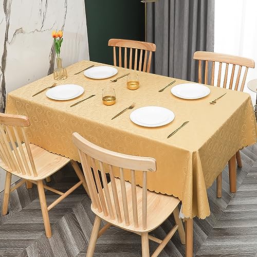 Nappe antitâche rectangle 140x200 cm dorée à rayures imperméable