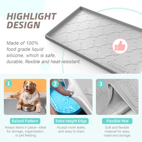 SIKADEER 34" x 19" Under Sink Mat Waterproof, Silicone Mat Kitchen Drawer Shelf and Cabinet Liner, Sink Protector for Kitchen Organizers and Storage, Boot Tray Pet Food Mats