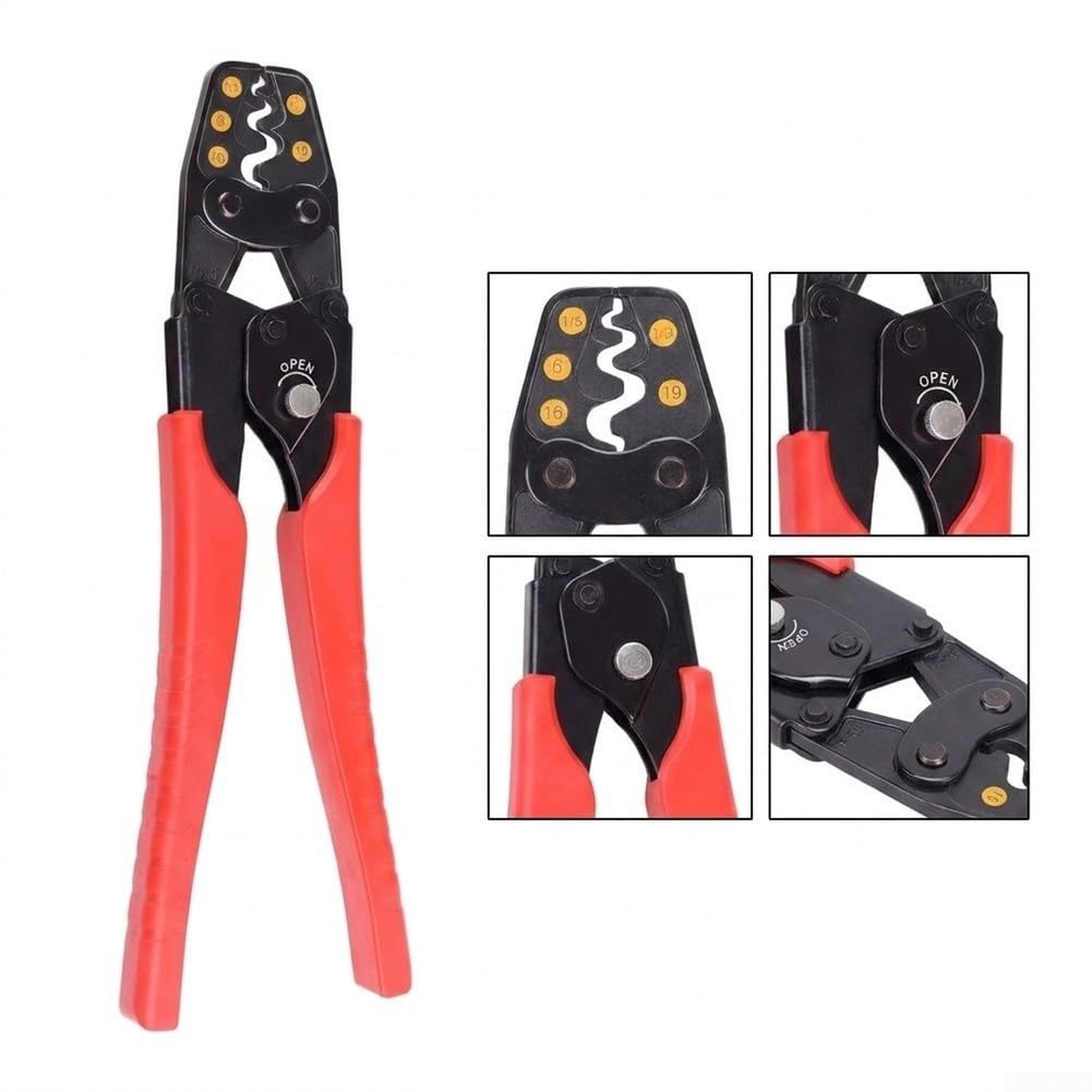 Crimpadora de Terminales con Mecanismo de Carraca para Cables 0.25-10mm² Alicates de Crimpado Ajustables para herramienta para profesional Taller Automotriz 18x7cm(1MA)