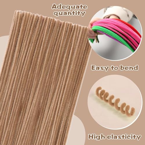 Image of Light Brown Pipe Cleaners Chenille Stem, 100 Pieces, Arts and Crafts Supplies for Creative Home Decoration Projects