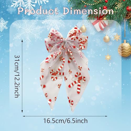 Lazo de cabello con bastón de caramelo navideño para mujer, pinzas grandes para cabello, accesorios para fiestas miniatura 2