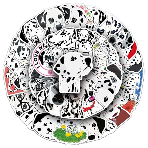 50 Pcs Dalmatian Stickers Set - Various Cute Dogs Breeds Premium PVC Material Removable & Reusable Ideal for Dog Lovers Kids Notebook Laptop Decoration (Dalmatian)