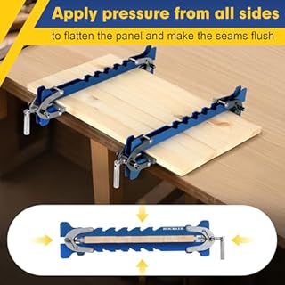 19 inch Panel Clamps 2 Pack with Clamps Storage Rack, 4-Way Pressure Steel Clamps 4 Serrated Rigid Guide Rails Make Panel Flat, Deluxe Panel Clamps for Cutting Boards, Tabletops, and Cabinet Making