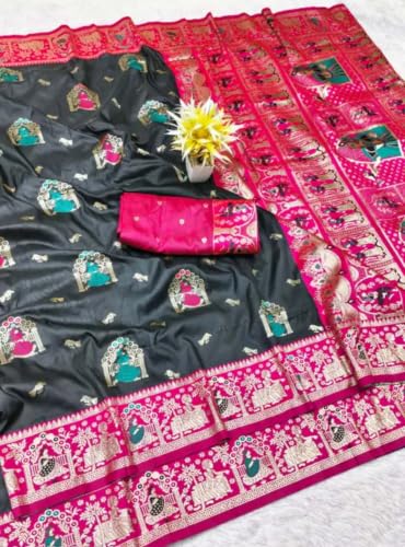 Generic black baluchari silk saree in art silk – image 3