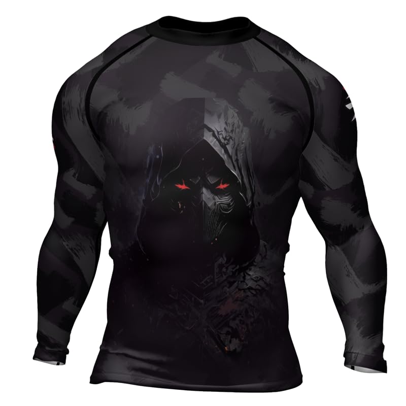 Ninja Men's Lightweight Moisture Wicking Compression Long Sleeve Rash Guard for BJJ MMA Jiu-Jitsu Fightwear2