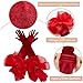 CABODYALS Dark Red Opera Party Gloves Long Vintage Soft Satin Velvet Costume Formal with Polyester Ruffle Tulle Cuff Elbow Length Arm Sleeves Glove for Women Prom Banquet Dancing Dress Gift