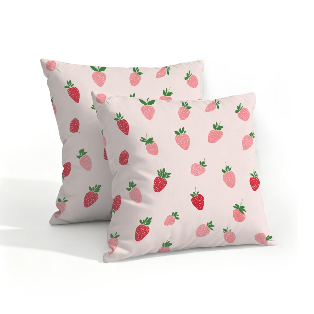 Outdoor Pillow Covers Waterproof Pillowcases 16x16in Set of 2 Cute Strawberry Decorative Throw Cushion Case for Couch Sofa Garden Patio Furniture