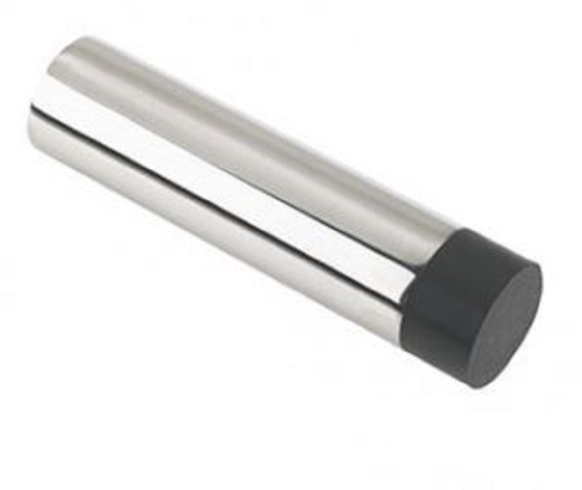 Zoo Hardware Rose Stainless Steel Concealed Fix Cylinder Pattern Wall/Skirting Mounted Door Stop Without - 74Mm Projection (Polished Stainless Steel)