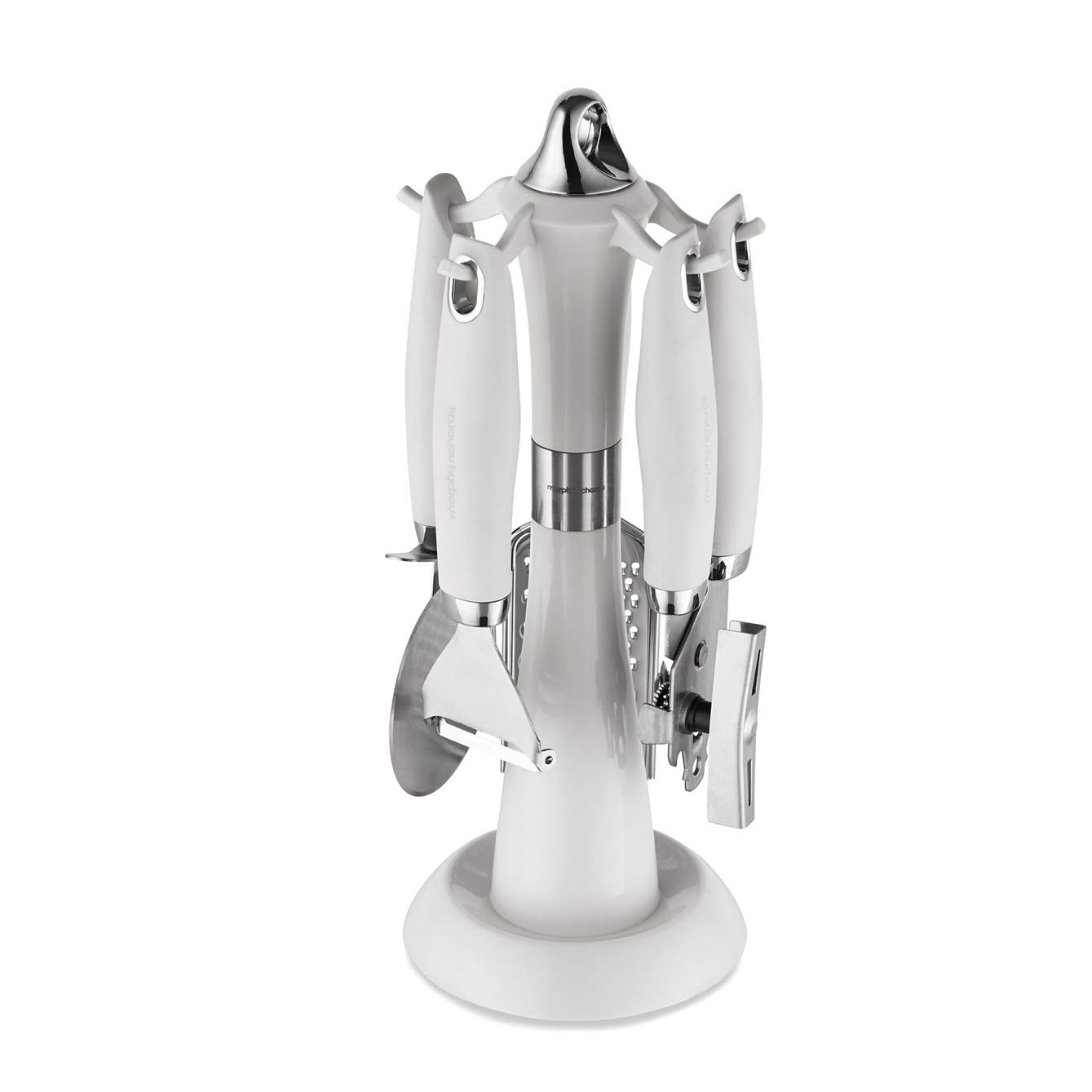 Morphy Richards Dune 976043 4 Piece Gadget Set with Carousel Stand, White, Stainless Steel