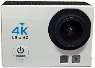 ILETD Video Action Camera 4K Sports Camera 4K Wireless Wifi HD Outdoor Waterproof Smart Camera Mini Sports DV (Color : Bianco)