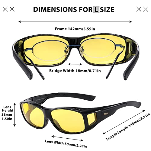 Duco Night Vision Glasses For Driving At Dusk Rainy Day Anti Glare Fit Over Wrap Around Eyewear Glasses Uv400 Polarized 8953Y #TOP2