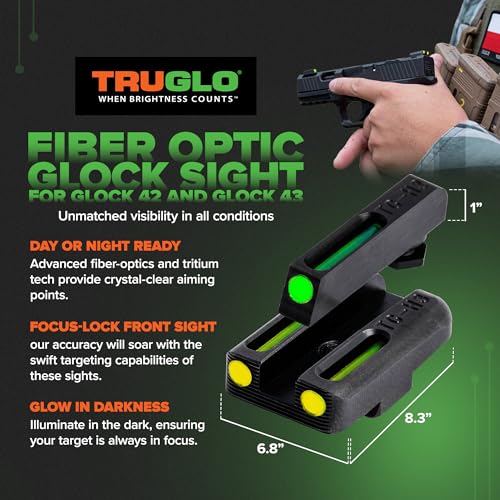 Image of TRUGLO TFO Tritium & Fiber-Optic Handgun Sight | Snag-Resistant Front & Rear Bright Night Sights, Compatible with Glock Handguns