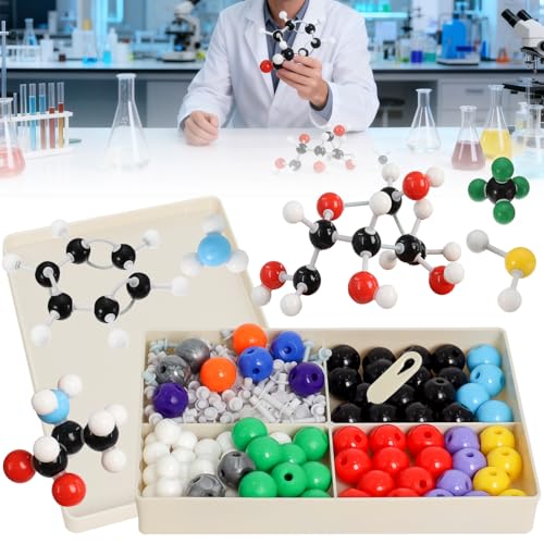 Modele Moleculaire 240Pcs, Kit Molécules Chimie Organique avec Atome Liens et Guide D'instruction pour Les Enseignants et Scientifiques par Poweka