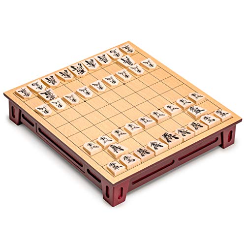 Yellow Mountain Imports Shogi japoński zestaw do gry w szachy – drewniana deska z szufladami i tradycyjnymi elementami do gry Koma