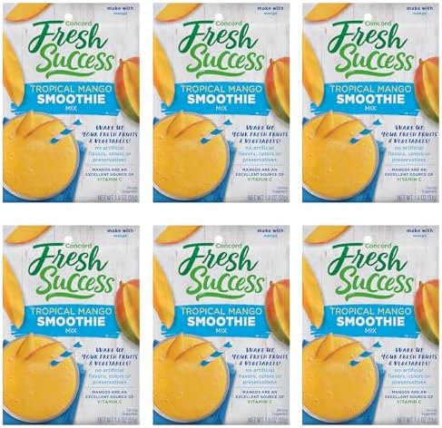 Concord Foods Tropical Mango Smoothie Mix, 1.8 oz, Add Mango, Water & Ice