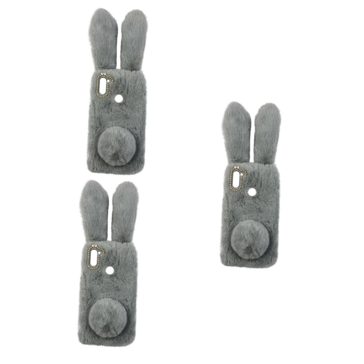 Uonlytech 3piezas Funda De Teléfono De Diseño De Conejo y Creativa Protección De TPU y Pelo De Conejo Compatible Acceso Fácil Puertos y Controles