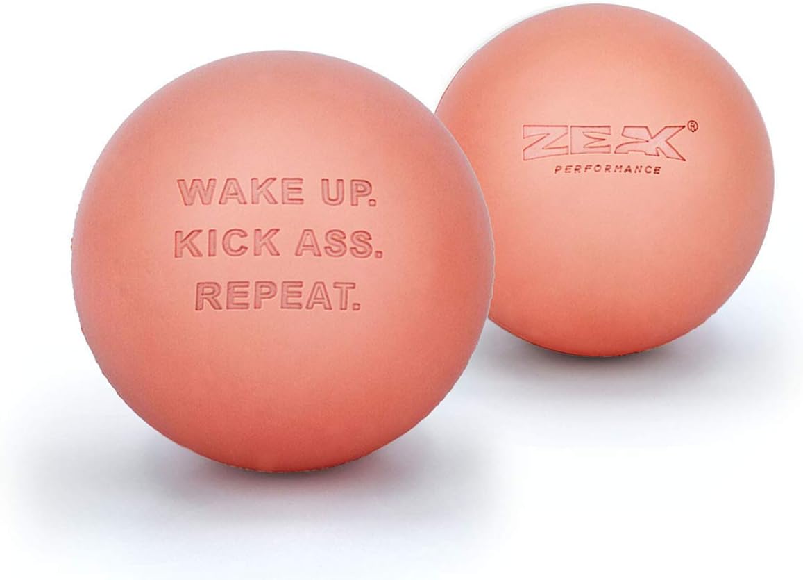 2 ZEAK Lacrosse Massage Balls for Myofascial Release, Trigger Point Therapy, Muscle Pain and Tension, Yoga, Aid Therapeutic Recovery, Fascia Release, Deep Tissue-Solid Rubber Ball Construction (Blush) : Health & Household