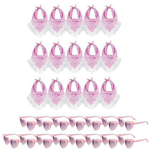 Bandanas cœur strass pour look de groupe réussi : lot 15 accessoires fête femme adulte