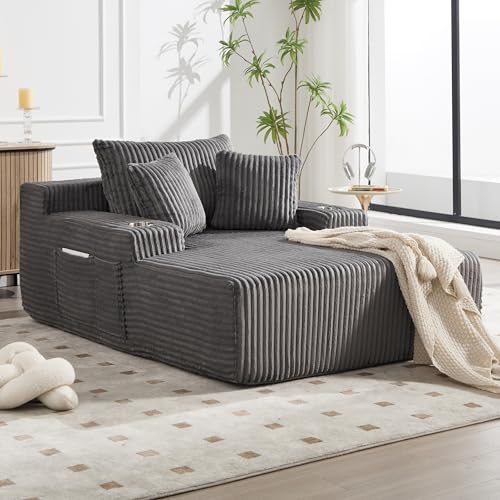 BROVAVE 66" Soft Corduroy Modern Accent Chair, Comfy Reading Chair