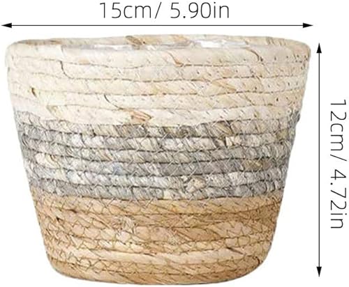 Miniatura 2 de 2 cestas de flores tejidas macetas decorativas para uso para decoración de balcón de escritorio