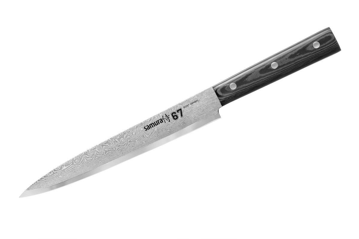 Couteau à trancher Damas SAMURA fini les viandes déchirées avec la lame 19,5 cm