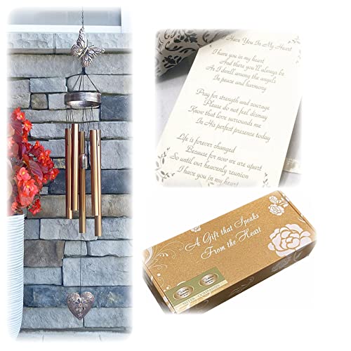 Exquisite Memorial Wind Chimes, Sympathy Gift Windchime with Butterfly and Heart