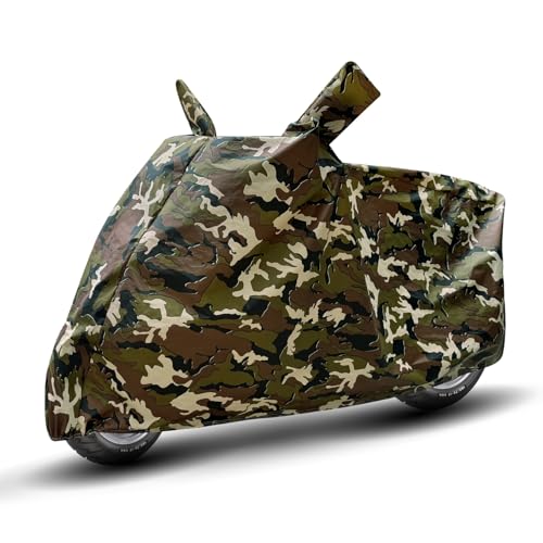 Image of Auto Hub Waterproof Bike Cover Compatible with Triumph Scrambler 400 X Dustproof, UV Protection Two Wheeler Bike Scrambler 400 X Cover - Army Print