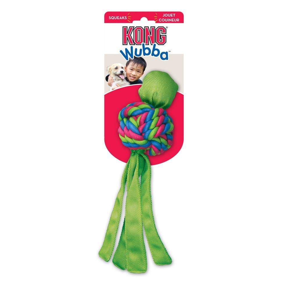 Wubba Weaves - Durable Dog Fetch and Chew Toy, Cleans Teeth - For Small Dogs (Assorted Colours)