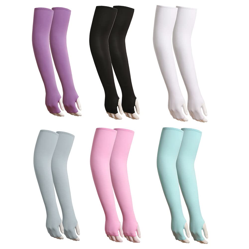 6 Paar UV-Schutz Armlinge Schwarz - UPF 50+ Für Outdoor-Aktivitäten