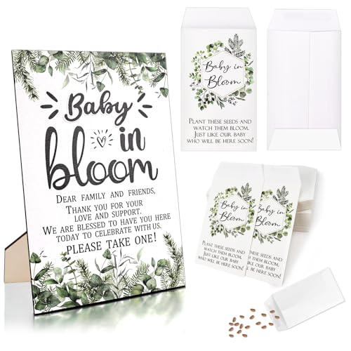GODAYS 100 PCS Baby Shower Party Seed Envelopes Favors with Baby in Bloom Sign Baby Shower Decoration Wooden invitation, Baby Shower Gifts for Guests (No Seeds)