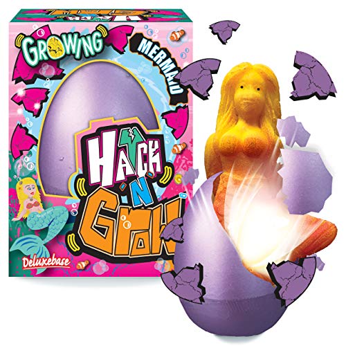 Hatch 'N' Grow - Sirène de Deluxebase. Oeuf 11 cm à Faire éclore & Grandir avec Jouet Fantaisie. Magique, placez ce Jouet dans l'eau pour Le Voir se tranformer, pour Les Filles et Les garçons