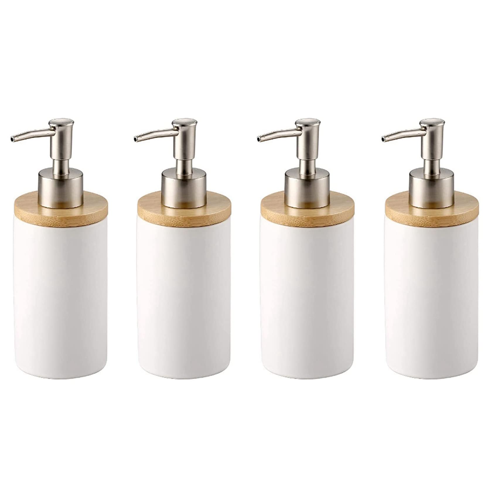 Hndhbfgrt 4X 400Ml Ceramic Soap Dispenser, Nordic Style, Lotion Dispenser Soap Dispenser for Kitchen and Bathroom -White