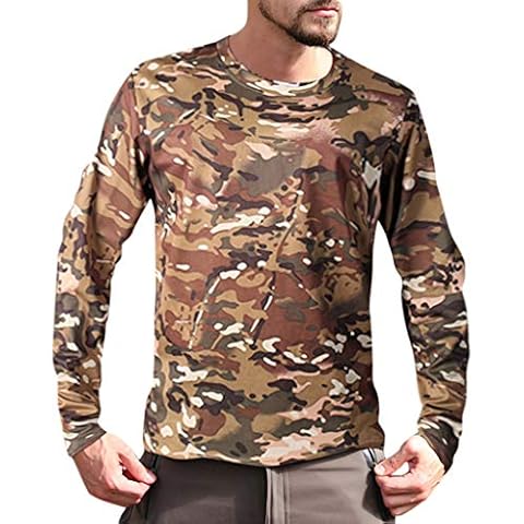 Celucke Kompressionsshirt Herren Funktionsshirt Langarm Camouflage Sportshirts Männer Laufshirt Atmungsaktiv Schnelltrocknend Cover