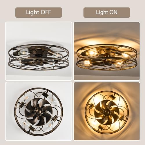 Flush-Mount-Caged-Ceiling-Fan-20-Caged-Ceiling-Fan-with-Lights-and-Remote-Bladeless-Low-Profile-Ceiling-Fans-6-Speed-Reversible-Quiet-Industrial-Enclosed-Ceiling-Fan-for-Bedroom-Dining-Room-Kitchen Flush Mount Caged Ceiling Fan 20 Caged Ceiling Fan with Lights and Remote Bladeless Low Profile Ceiling Fans 6 Speed Reversible Quiet Industrial Enclosed Ceiling Fan for Bedroom Dining Room Kitchen